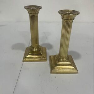 Pair of Baldwin Brass Smithsonian Institution Candlesticks - 6.5” Tall